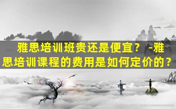 雅思培训班贵还是便宜？ -雅思培训课程的费用是如何定价的？